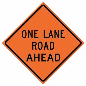 EASTERN METAL SIGNS AND SAFETY G7242 One Lane Road Traffic Sign 48 x 48, 23Y878
