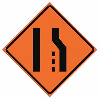 EASTERN METAL SIGNS AND SAFETY G7244 Lane Ends Traffic Sign 36 x 36, 23Y892