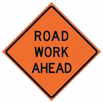 EASTERN METAL SIGNS AND SAFETY Road Work Ahead Traffic Sign 48 x 48, 23Y933