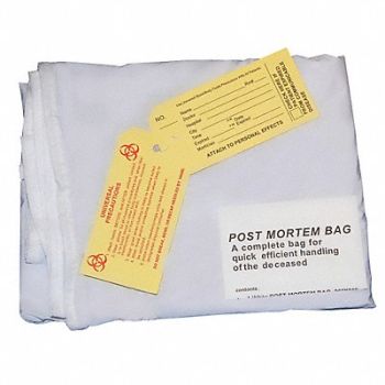 MEDSOURCE Body Bag White Standard w/Envlp Zip PK10, 23YF79