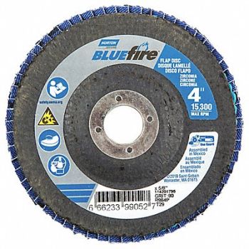 NORTON H7304 Fiber Disc 4 in Dia 5/8in Arbor P80 Grit, 23Z449