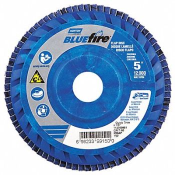 NORTON H5965 Fiber Disc 5 in Dia 7/8in Arbor P60 Grit, 23Z499