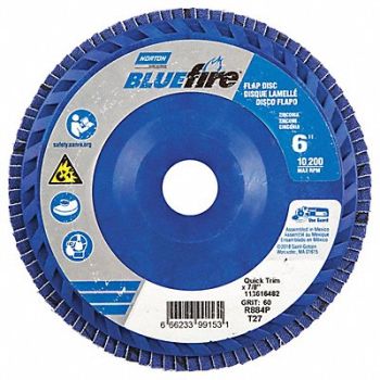 NORTON H5972 Fiber Disc 6 in Dia 7/8in Arbor P60 Grit, 23Z512