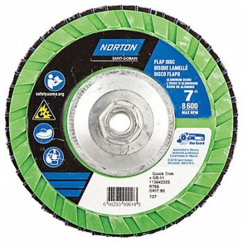 NORTON H5974 Fiber Disc 7 in Dia 5/8in Arbor P80 Grit, 23Z524