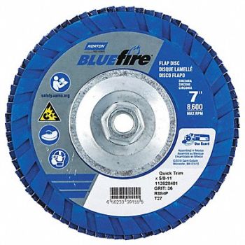 NORTON H5976 Fiber Disc 7 in Dia 5/8in Arbor P36 Grit, 23Z526