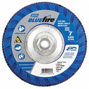 NORTON H5976 Fiber Disc 7 in Dia 5/8in Arbor P60 Grit, 23Z528