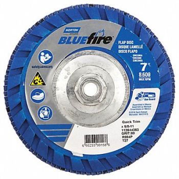 NORTON H5976 Fiber Disc 7 in Dia 5/8in Arbor P80 Grit, 23Z529