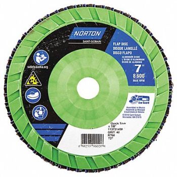 NORTON H5979 Fiber Disc 7 in Dia 7/8in Arbor P40 Grit, 23Z536