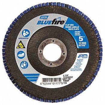 NORTON H7381 Fiber Disc 5 in Dia 7/8in Arbor P60 Grit, 23Z604