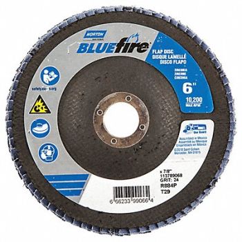 NORTON H7383 Fiber Disc 6 in Dia 7/8in Arbor P24 Grit, 23Z614