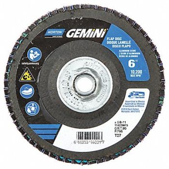 NORTON H5968 Fiber Disc 6 in Dia 5/8in Arbor P80 Grit, 23Z676