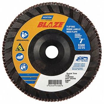 NORTON H5983 Fiber Disc 7 in Dia 7/8in Arbor 60 Grit, 23Z714