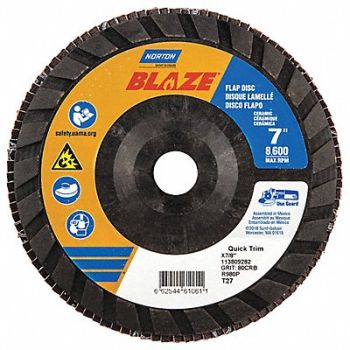 NORTON H5983 Fiber Disc 7 in Dia 7/8in Arbor 80 Grit, 23Z715