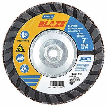 NORTON Fiber Disc 7 in Dia 5/8in Arbor 80 Grit, 23Z719