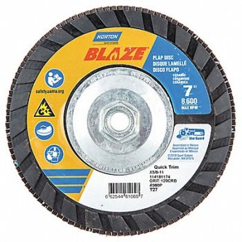 NORTON H5978 Fiber Disc 7 in Dia 5/8in Arbor 120 Grit, 23Z720