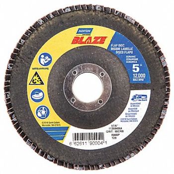 NORTON H7397 Fiber Disc 5 in Dia 7/8in Arbor 80 Grit, 23Z724