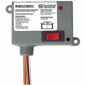 FUNCTIONAL DEVICES INC / RIB Enclosed Relay 20A SPST Override, 244V90