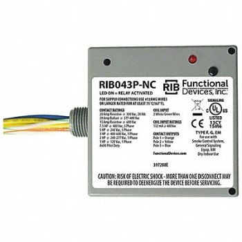 FUNCTIONAL DEVICES INC / RIB Enclosd Relay 20A 3PST-N/C w/480VAC Coil, 244V92