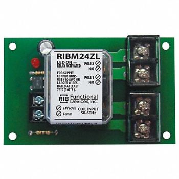 FUNCTIONAL DEVICES INC / RIB Track Mount Relay 30A DPST-N/O, 244W69