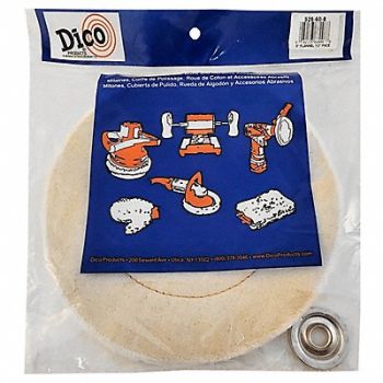 DICO PRODUCTS Flannel Buffing Wheel 8 Dia x 1/2 THK, 248F47
