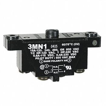 HONEYWELL Lg Basic Swch 15A 2-Circuit Pin Plngr, 24A144