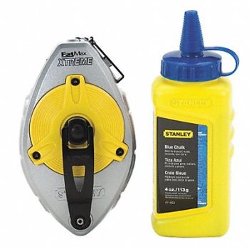 STANLEY Chalk Line Reel 100 ft Alum w/Blue Chalk, 24A357