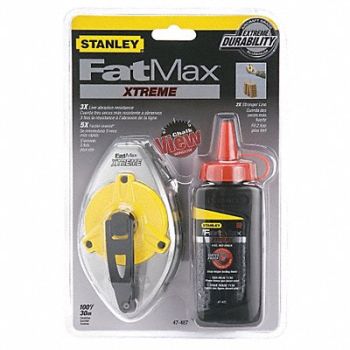 STANLEY Chalk Line Reel 100 ft Alum w/Red Chalk, 24A363