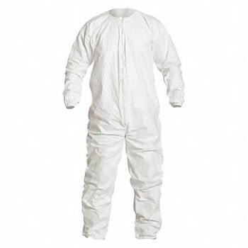 DUPONT Collared Coveralls Whte 2XL Elastic PK25, 24AF16