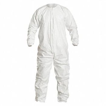 DUPONT Collared Coveralls White S Elastic PK25, 24AF42