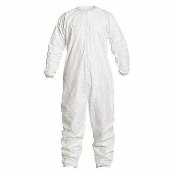 DUPONT Collared Coverall Elastic White XL PK25, 24AF53