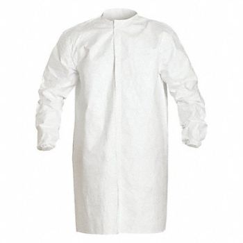 DUPONT Disposable Frock White Snaps XL PK30, 24AF60