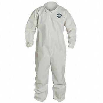 DUPONT Collared Coverall w/Boots White S PK25, 29EU85