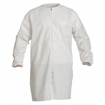 DUPONT Cleanroom Frock White Zipper XL PK30, 24AG01