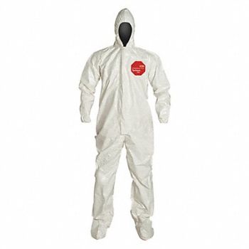 DUPONT Hooded Coverall w/Socks White 6XL PK6, 29EW86