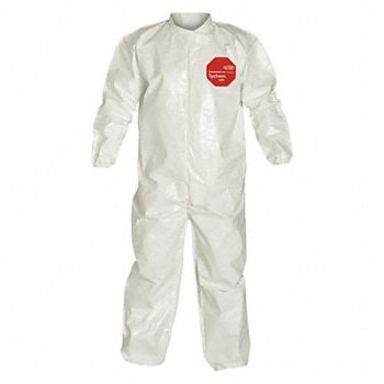 DUPONT Collared Coverall Elastic White XL PK12, 24AG37