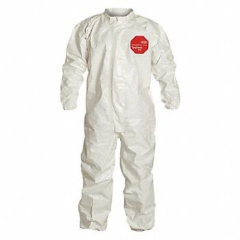 DUPONT Collared Coverall Elastic White M PK6, 29EW96