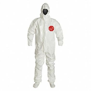 DUPONT Collared Coverall Sock Boot White XL PK6, 24AG48