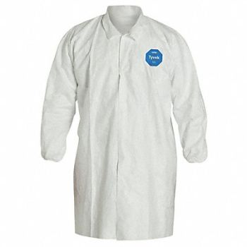 DUPONT J6437 Lab Coat White Snaps 2XL PK30, 3APW6