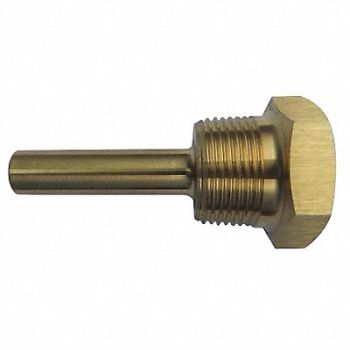 GRAINGER APPROVED Bimetal Thermowell Brass 1/2 NPSM, 24C469
