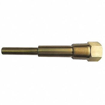 GRAINGER APPROVED Bimetal Thermowell Brass 1/2 NPSM, 24C474