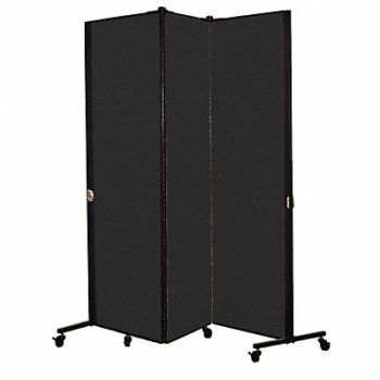 SCREENFLEX Portable Room Divider 5Ft 9In W Black, 24EM44