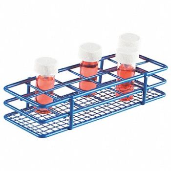 HEATHROW SCIENTIFIC Test Tube Rack Epoxy-Coated Steel Blue, 24EN35