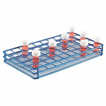 HEATHROW SCIENTIFIC Test Tube Rack Epoxy-Coated Steel Blue, 24EN36
