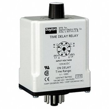 DAYTON H7813 Time Delay Relay 240VAC 10A DPDT 9 sec., 24EP25