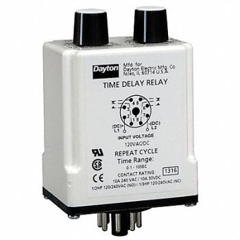DAYTON H7814 Time Delay Relay 240VAC 10A DPDT 9 sec., 24EP43