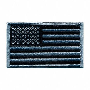 HEROS PRIDE Embroidered Patch U.S. Flag Silver/Black, 24GR26