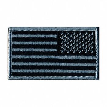 HEROS PRIDE Embroidered Patch U.S. Flag Silver/Black, 24GR27