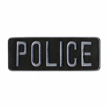 HEROS PRIDE Embrdrd Patch Police Drk Grey on Blck, 24GR37