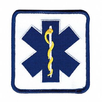 HEROS PRIDE Embroidered Patch Star of Life Wht Twill, 24GR42