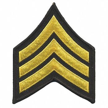 HEROS PRIDE Embrdrd Patch SGT Medium Gold on Blck PR, 24GR89